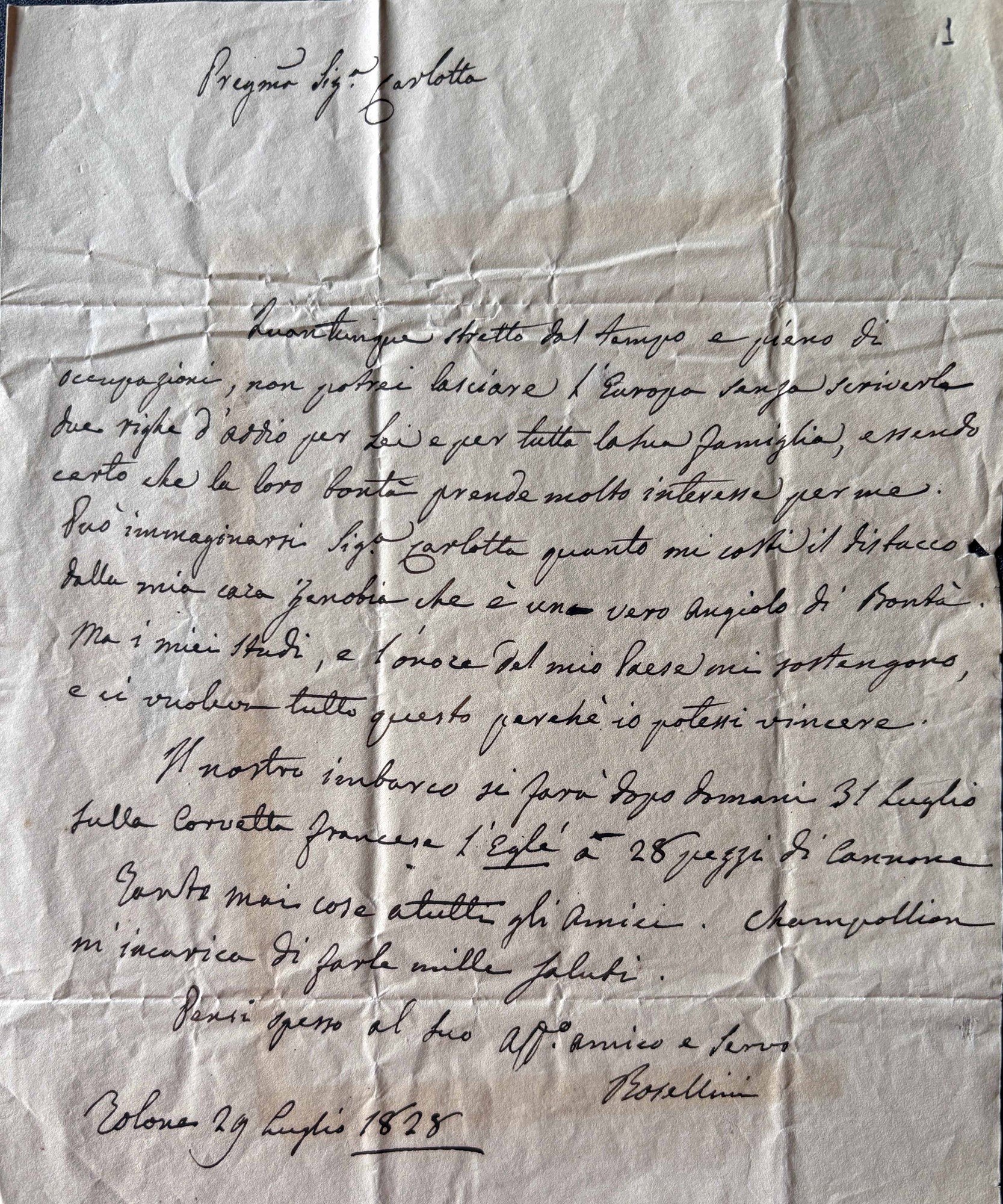 Ippolito Rosellini sue lettere